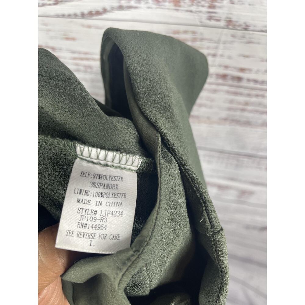 Luxxel Jumpsuit Women's SZ L Green Off Shoulder Wide Leg Elegant Pockets LJP4234 - Picture 8 of 10